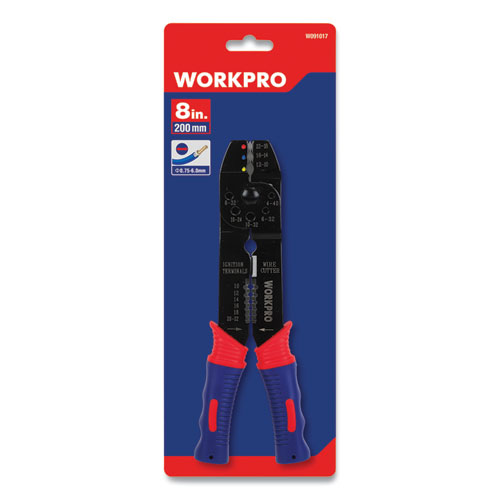 Square Nose Multi-Purpose Wiring Tool, AWG Markings, 22 to 10 AWG, 8" Long, Metal, Blue/Red Soft-Grip Handle