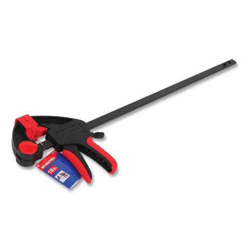 Quick-Release Ratcheting Bar Clamp, 18" Capacity, Black/Red