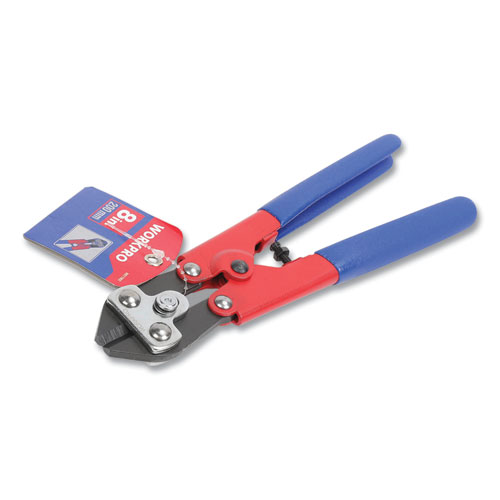 Bolt Cutter, 8" Long, Chrome-Molybdenum Steel, Blue/Red Soft-Grip Handle