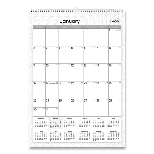 Image of Enterprise Wall Calendar, Enterprise Geometric Artwork, 12 x 17, White/Gray Sheets, 12-Month (Jan to Dec): 2023