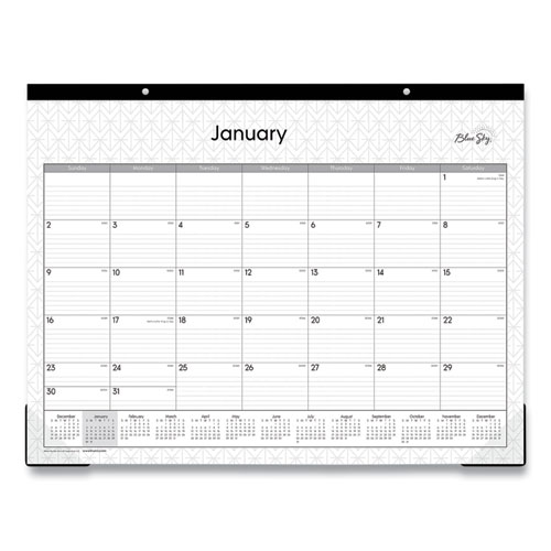 Enterprise Desk Pad, Geometric Artwork, 22 x 17, White/Gray Sheets, Black Binding, Clear Corners, 12-Month (Jan-Dec): 2023