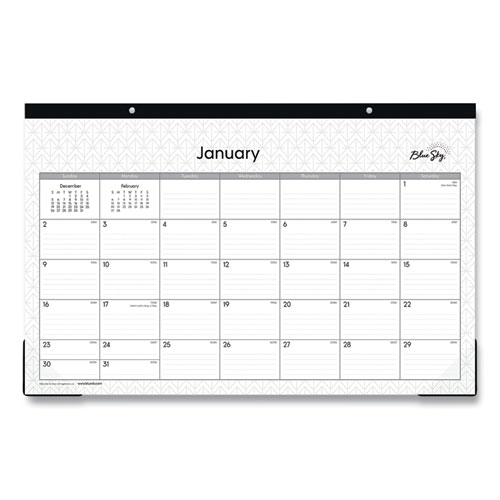 Image of Blue Sky® Enterprise Desk Pad, Geometric Artwork, 17 X 11, White/Gray Sheets, Black Binding, Clear Corners, 12-Month (Jan-Dec): 2024