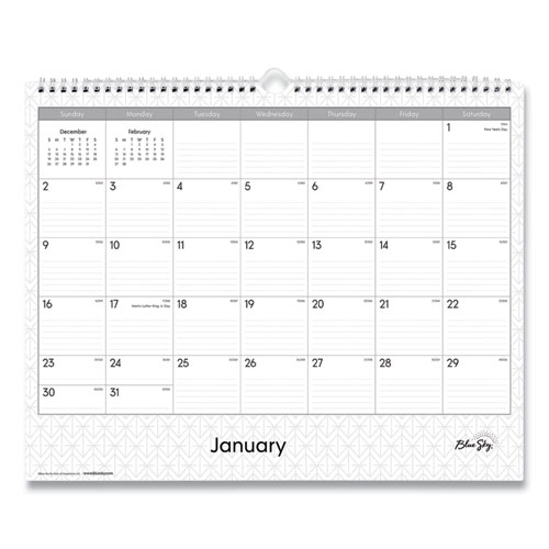 Blue Sky® Enterprise Wall Calendar, Enterprise Geometric Artwork, 12 x 17, White/Gray Sheets, 12-Month (Jan to Dec): 2024