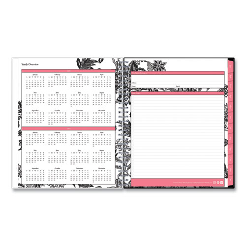 Image of Blue Sky® Analeis Monthly Planner, Analeis Floral Artwork, 10 X 8, White/Black/Coral Cover, 12-Month (Jan To Dec): 2024