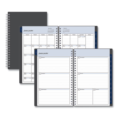 Blue Sky® Passages Weekly/Monthly Planner, 8 X 5, Charcoal Cover, 12-Month (Jan To Dec): 2024