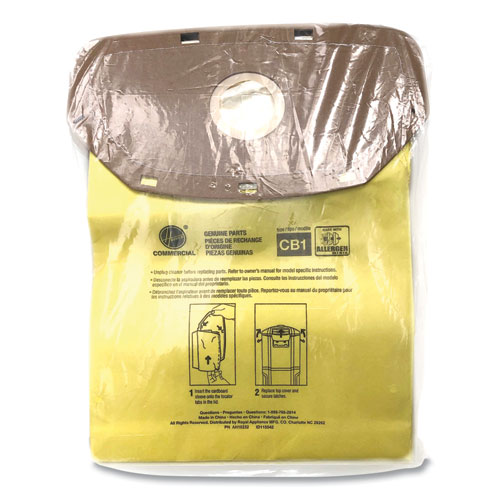 Disposable Closed Collar Vacuum Bags, Allergen CB1, 10/Pack