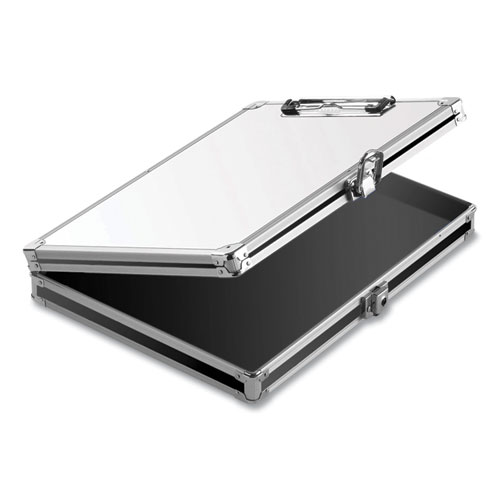 Whiteboard Locking Storage Clipboard, Holds 8.5 x 11, Hardboard, White/Silver/Black