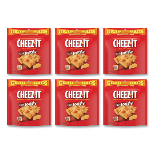 Image of Baked Snack Crackers, Extra Toasty Cheese, 7 oz Bag, 6/Carton