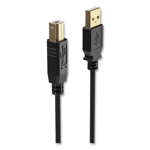 USB Printer Cable, Gold-Plated Connectors, 7 ft, Black