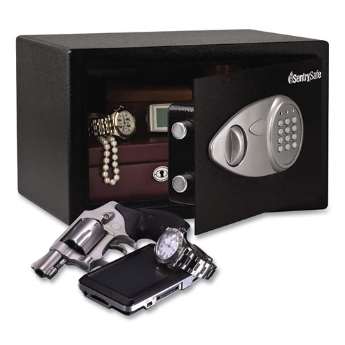 X055 Digital Security Safe, 0.58 cu ft, 13.8 x 10.6 x 8.7, Black/Silver