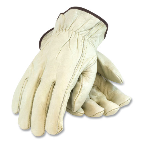 Economy Grade Top-Grain Cowhide Leather Drivers Gloves, Medium, Tan