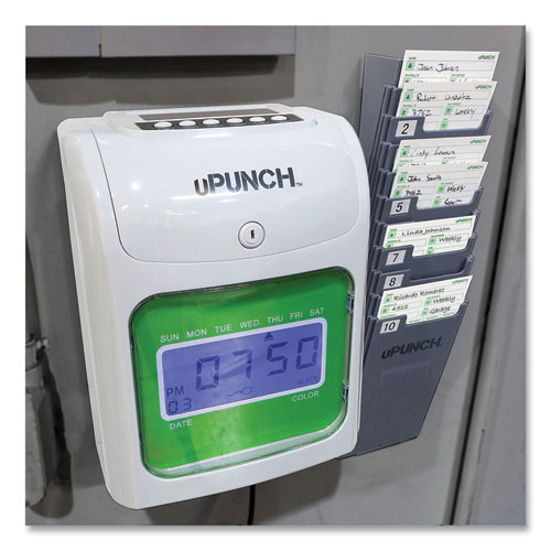 Image of Upunch™ Ub1000 Electronic Non-Calculating Time Clock Bundle, Lcd Display, Beige/Green