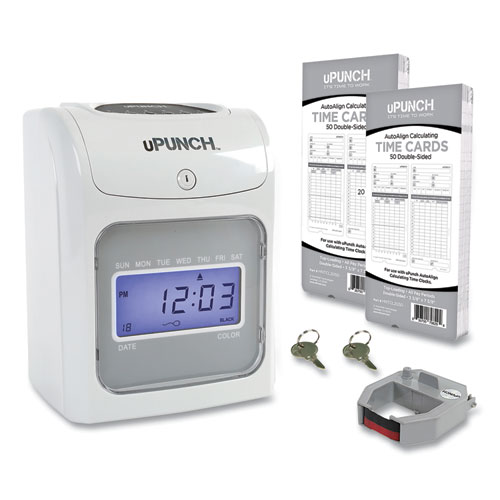 Upunch™ Hn2500 Electronic Calculating Time Clock Bundle, Lcd Display, Beige/Gray
