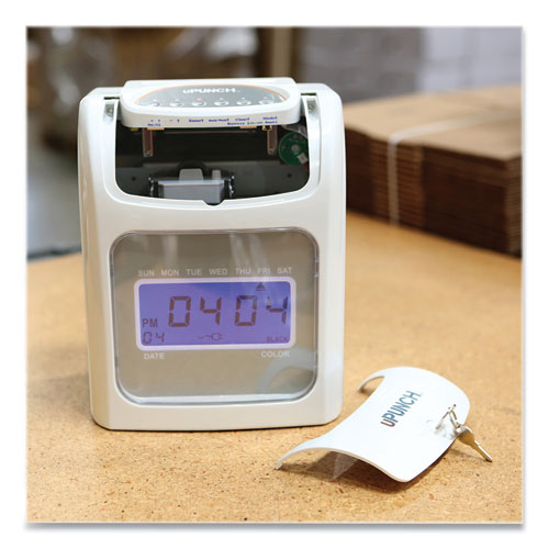 Image of Upunch™ Hn2500 Electronic Calculating Time Clock Bundle, Lcd Display, Beige/Gray