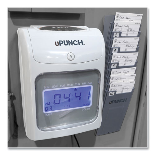 Image of Upunch™ Hn2500 Electronic Calculating Time Clock Bundle, Lcd Display, Beige/Gray