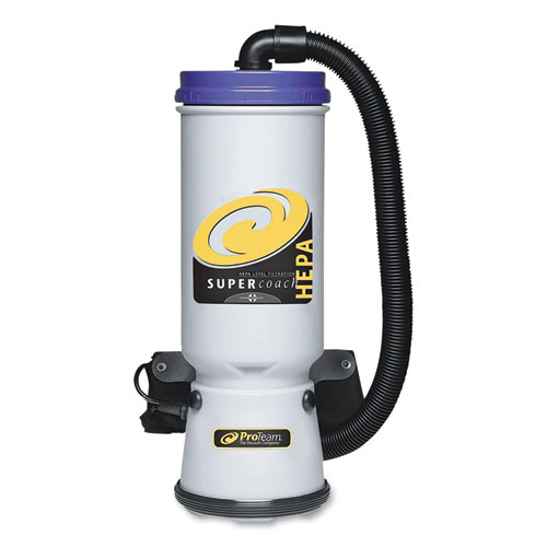 Super CoachVac Backpack Vacuum with Xover Telescoping One-Piece Wand, 10 qt Tank Capacity, Gray/Purple