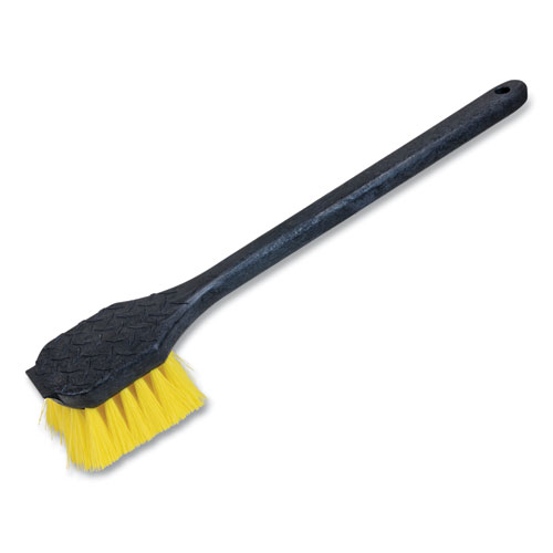 Quickie® Gong Brush, Yellow Polypropylene Bristles, 20" Black Polyethylene Handle
