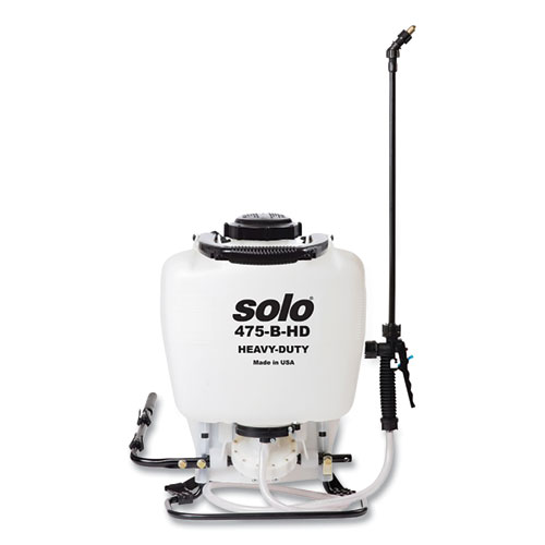 Solo® 470 Professional Series Heavy-Duty Backpack Sprayer, 4 gal, 48" Hose, 28" Wand, Translucent White/Black
