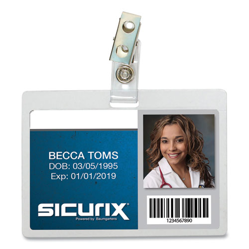 Image of Sicurix® Self Laminating Badge Holder, Horizontal, 3.5 X 2.25, Clear, 25/Pack