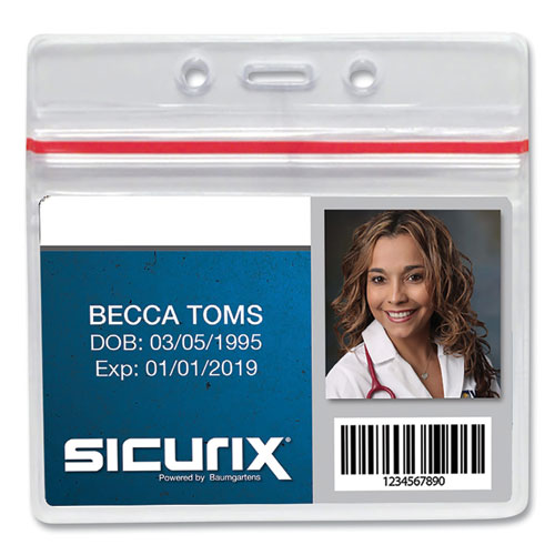 Image of Sicurix® Sealable Cardholder, Horizontal, 3.75 X 2.62, Clear, 50/Pack