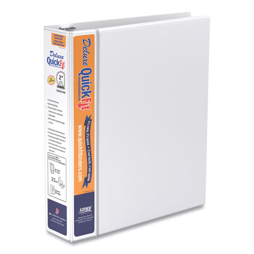 QuickFit PRO Deluxe Heavy Duty Storage D-Ring View Binder, 3 Rings, 2" Capacity, 11 x 8.5, White