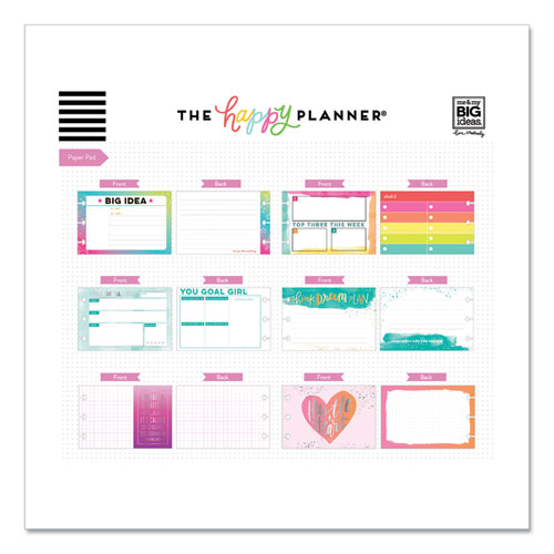 Image of The Happy Planner® Productivity Multi Accessory Pack, 20 Double-Sided Pre-Punched Cards, 20 Half-Sheet Stickers, 3 Sticky Note Pads