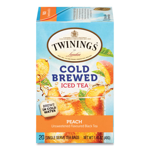 Cold Brew Iced Tea Bags, Peach, 0.07 oz Tea Bag, 20/Box