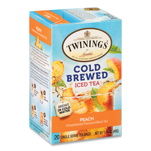 Cold Brew Iced Tea Bags, Peach, 0.07 oz Tea Bag, 20/Box