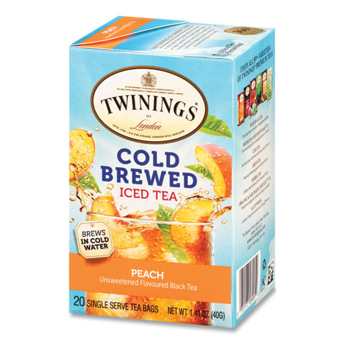 Image of Twinings® Cold Brew Iced Tea Bags, Peach, 0.07 Oz Tea Bag, 20/Box