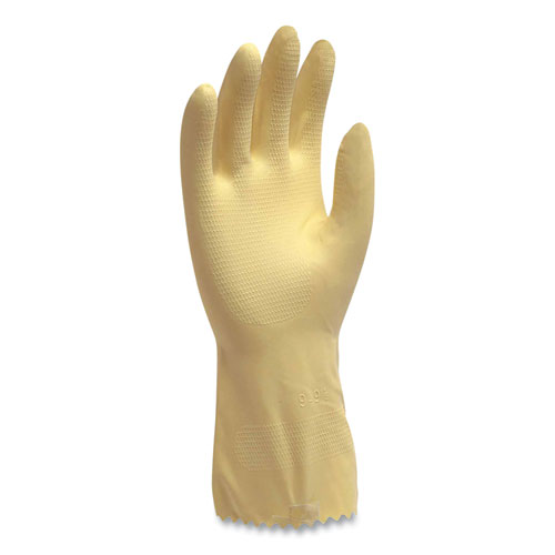Pro L6500 Series Flock-Lined Latex Gloves, 12" Long, 15 mil, Small, Yellow, 12 Pairs