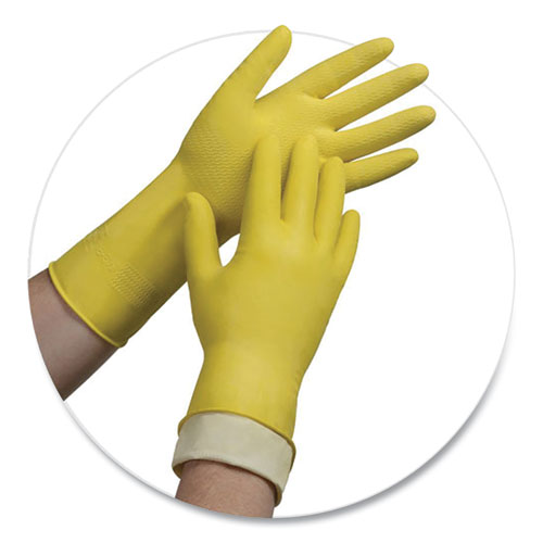 Pro L6500 Series Flock-Lined Latex Gloves, 12" Long, 15 mil, X-Large, Yellow, 12 Pairs