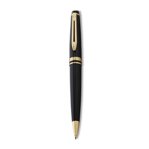 Expert Ballpoint Pen, Retractable, Medium 1 mm, Blue Ink, Black/Gold Barrel