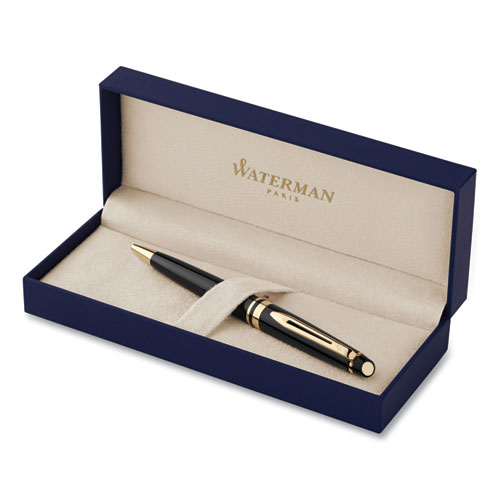 Image of Waterman Expert Ballpoint Pen, Retractable, Medium 1 Mm, Blue Ink, Black/Gold Barrel