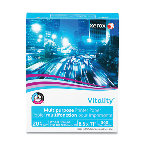 Image of Vitality Multipurpose Print Paper, 92 Bright, 20 lb Bond Weight, 8.5 x 11, White, 500 Sheets/Ream