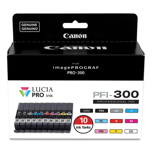 Image of Canon® 4192C007 (Pfi-300) Ink, Matte Black/Photo Black/Gray/Cyan/Photo Cyan/Red/Magenta/Photo Magenta/Yellow/Co, 10/Pack