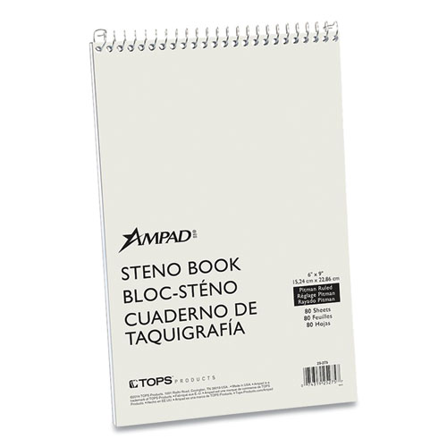 Steno Pads, Pitman Rule, White Cover, 80 Green-Tint 6 x 9 Sheets
