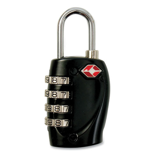 Baumgartens® Four-Dial TSA Travel Lock, Metal, Black/Silver