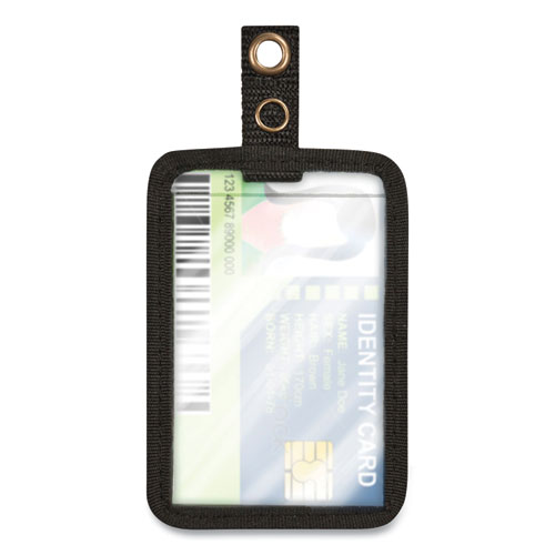 Image of MyID Leather ID Badge Holder, Vertical/Horizontal, 2.5 x 4, Black