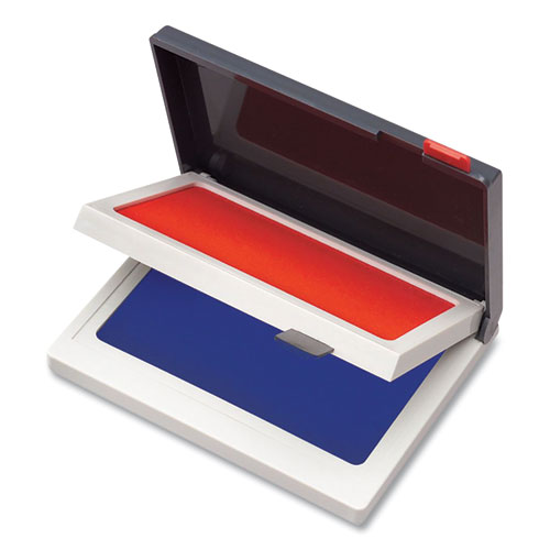 Cosco Two-Color Felt Stamp Pads, 4.25" X 3.75", Blue/Red