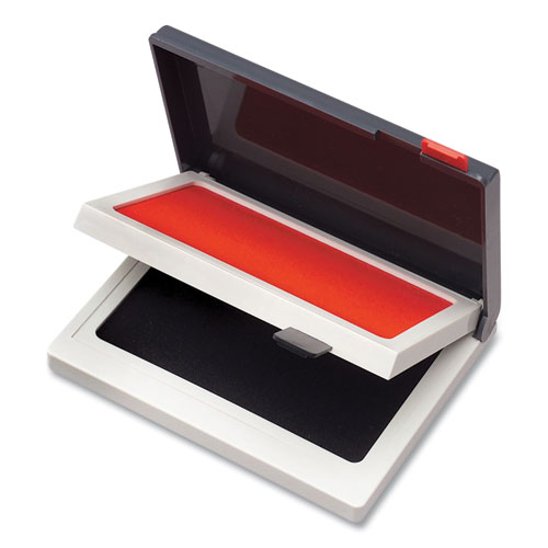 2000 PLUS Two-Color Felt Stamp Pad Case, 4" x 2", Black/Red