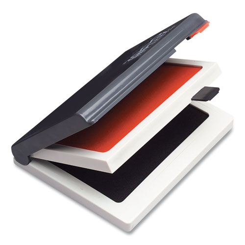 2000 PLUS Two-Color Felt Stamp Pad Case, 4" x 2", Black/Red