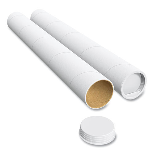 Image of Coastwide Professional™ Mailing Tube With Plugs, 24" Long, 3" Diameter, White, 12/Carton