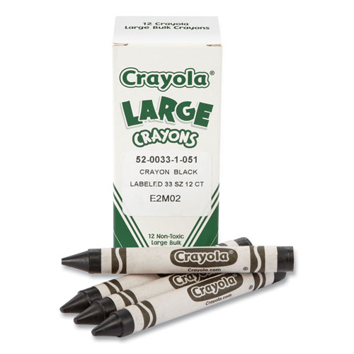 Image of Large Crayons, Black, 12/Box
