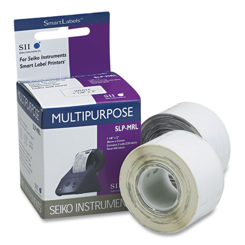 Image of Seiko Slp-Mrl Self-Adhesive Multipurpose Labels, 1.12" X 2", White, 220 Labels/Roll, 2 Rolls/Box