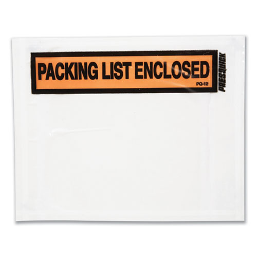 Packing List Envelopes, Top-Print Front: Packing List/Invoice Enclosed, 4.5 x 5.5, Clear/Orange, 500/Box