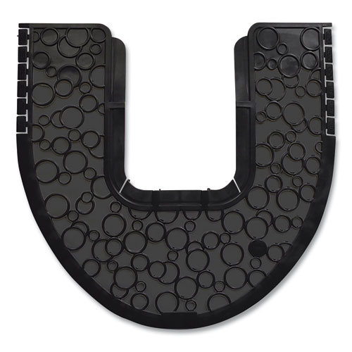 Fresh Products P-Shield Commode Safety Mat, U-Shaped, 17.5 x 20.25, Black, 6/Carton