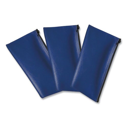 Image of Multipurpose Zipper Deposit Bags, Polyester, 11.3 x 6.3, Blue, 3/Pack