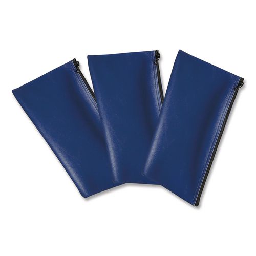 Image of Multipurpose Zipper Deposit Bags, Polyester, 11.3 x 6.3, Blue, 3/Pack