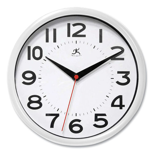 Metro Wall Clock, 9" Diameter, White Case, 1 AA (sold separately)