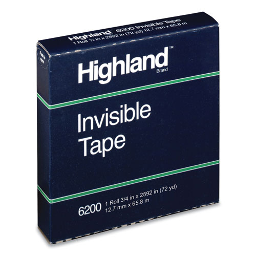 Highland™ Invisible Permanent Mending Tape, 3" Core, 0.5" x 72 yds, Clear